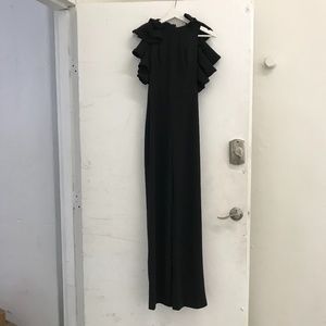 Black Ruffled Open Back Jumpsuit
